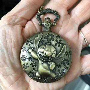 Disney’s Lilo & Stitch Bronze Pocket Watch and Chain NWT